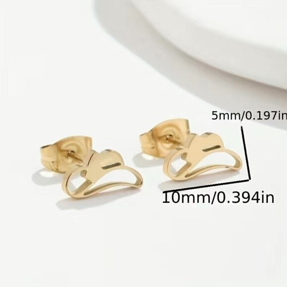 Cowboy Hat Stainless Steel Stud Earrings #811 (Color: Rose Gold) - Picture 4 of 9